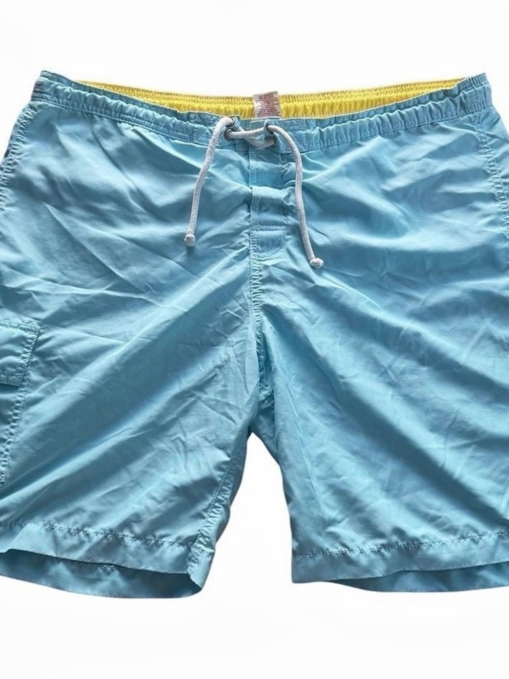 Merona Mens Size Large Light Blue Swim Trunks Board Shorts Mesh Pocket Beachwear